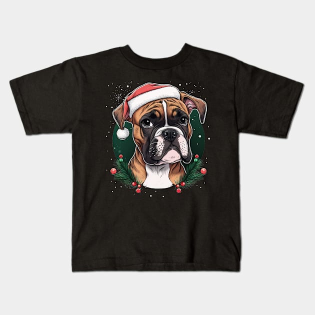 Boxer christmas Kids T-Shirt by JayD World